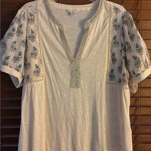 Lucky Brand Ivory Floral Embroidered Blouse